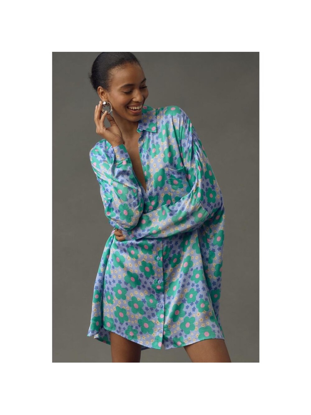 Anthropologie Corey Lynn
Calter Printed Shirt Dress Long Sleeve Blue Size2X NWOT - Picture 4 of 14